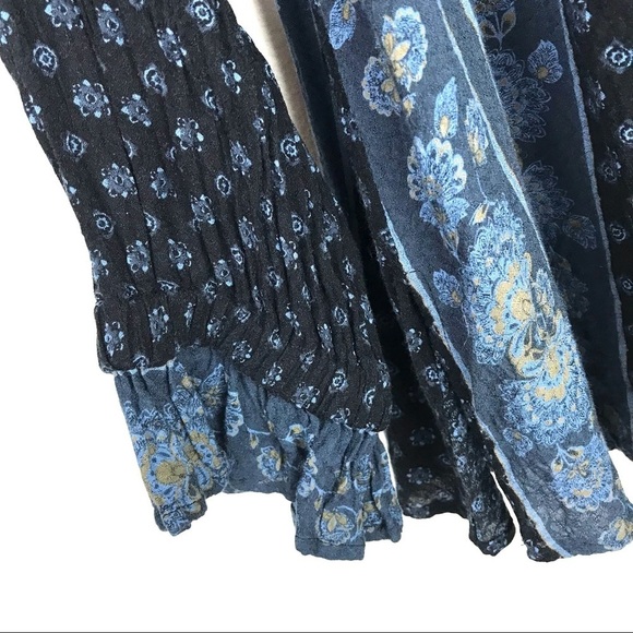 Free People blue floral print long sleeve tunic - Picture 4 of 6